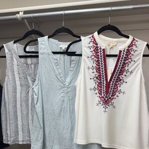 3 Pieces!! Nordstrom White and Red Embroidered Blouse